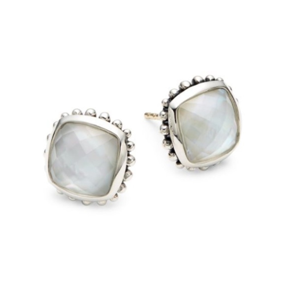 LAGOS Venus SS White Mother-Of-Pearl & Crystal Doublet Stud Earrings